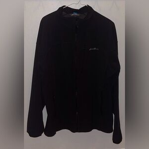 Men's Black Eddie Bauer Jacket Soft Shell Full Zip Windfoil Thermal Large